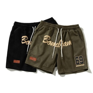 Short unisexe avec impression de logo personnalisé avec cordon de serrage 100% coton pantalons courts de sport d'entraînement pour hommes - Product Image 1