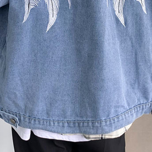 <b>Denim</b> <b>Jacket</b> High Quality Custom Design Men Ripped Button Front <b>Denim</b> Jeans <b>Jacket</b> - Product Image 4