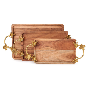 Excellent plateau de service en bois nouveauté plateau de service de forme carrée de haute qualité avec poignée en métal - Product Image 6
