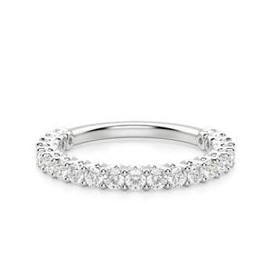 Conjunto de festoneado de diamante de corte redondo Semi Eternity Wedding Band para mujer - Product Image 5
