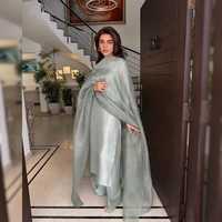 Kadın düzenli Fit Patiala Shalwar düğme kapatma çevre dostu gündelik giyim 3 parça pakistan Farshi hint Punjabi doğal