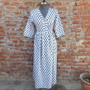 Main Bloc Imprimé 100% Coton Indien Robe Casual Tuniques et Robe Longue avec Décoration Brodée" - Product Image 1