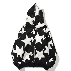 Sweat à capuche en molleton de coton polyester de haute qualité pour hommes, imprimé personnalisé, motif solide brodé, fermeture éclair complète pour l'hiver entier - Product Image 5