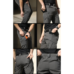 Unisex Outdoor Tactical Breathable Cordura Canvas Knitted Flat Lightweight Stretch <b>Cargo</b> <b>Work</b> Hiking Security Uniform Trousers - Product Image 4