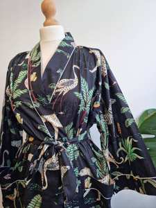 Vestido tipo Kimono de algodón, ropa de dormir suave y cómoda de otoño, bata con Estampado de jungla para ropa de playa o regalo para ella - Product Image 3