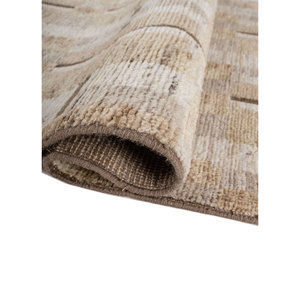 Alfombra de Lana Tejida a Mano Manifest Ivory Re-1607 con Patrón Geométrico Abstracto para Sala de Estar, Pasillo, Rectangular, Estilo Tabriz para Adolescentes - Product Image 2