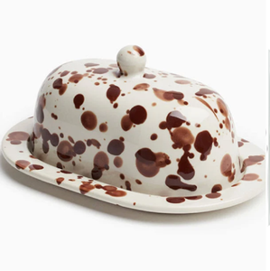 Beurrier en céramique peint à la main floral bleu et blanc avec couvercle et assiette pour restaurants et tables de mariage disponibles en gros - Product Image 5