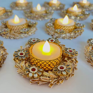 Indian Traditional Decorative Tea Light Holder for Pooja Mandir Decoration Wedding Return Gift or Easter Bulk Diwali Decor Items - Product Image 1