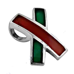 Pendentif en argent 925 avec pierres précieuses rouges et vertes, charme religieux en or rose fait à la main pour femmes, plaqué rhodium, fabriqué en Inde - Product Image 2