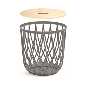 Set di 5 cestini multifunzionali Prosperplast Uniqubo da 55 litri (con coperchio in legno) + 4 cestini in plastica da 35 litri in grigio - Product Image 5