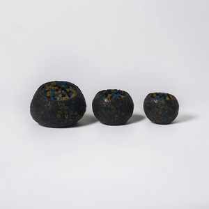 เชิงเทียนที่ให้คำปฏิญาณอย่างว่างเปล่าหรูหราที่วางเทียนที่มีสีสันลายใบไม้โมเสคแก้วโคมไฟเหยือกแก้วฟองทำด้วยมือของตกแต่งบ้าน - Product Image 1