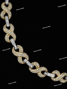 Collar Cuben Link de Plata, Cadena de Lujo con Diamantes Moissanite VVS, Joyería Elegante y Brillante para Uso Unisex - Product Image 3
