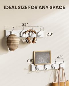 White <b>Wall</b>-Mounted Coat Rack With <b>Hooks</b> <b>for</b> Hanging Coats and Hats Coat <b>Hook</b> <b>Wall</b> Hangers <b>for</b> Clothing Storage - Product Image 4