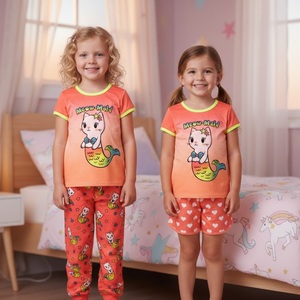 Custom Kids 3-Piece <b>Cat</b> Print Pajama Set Spring Sleepwear Girls 100% Polyester OEM Service Wholesale Private Label Vietnam - Product Image 1