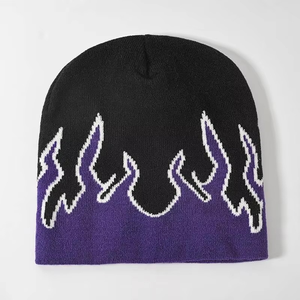 Conjunto de Gorros de Punto Jacquard Personalizables de Alta Calidad, sin Puño, de Spandex/Algodón, con Rayas, Gruesos, para Invierno, Viajes, Estilo Urbano, Unisex - Product Image 2