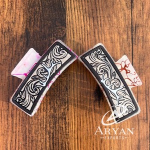 New Arrival Hot Selling Western Stylish Handmade <b>Tooled</b> <b>Engraved</b> Leather Hair Claw Clips Leather Claw Hair Accessories for Women - Product Image 1
