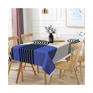 Modern Striped Linen Cotton ISO 14001 Smooth Surface Texture Tablecloth Green Black White Washable Home Dining <b>Cover</b> 60x120 Inch - Product Image 3