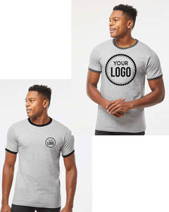 Tultex - Fine Jersey Ringer Camiseta de cuello redondo personalizada para hombre Cuello redondo Algodón Fitness Cuello redondo Camiseta básica de bloque de color Tops - Product Image 2