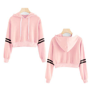 Crop hoodie for women long sleeve pullover casual <b>top</b> soft material hooded sweatshirt trendy look wholesale price - Product Image 3