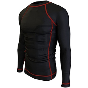 เสื้อรัดกล้ามเนื้อสำหรับกีฬา MMA แบบ Grappling ออกแบบเองได้ด้วยเทคนิค Sublimation เสื้อ Bjj Rashguard พิมพ์ลายตามสั่งสำหรับผู้ชาย เทคโนโลยี OEM แขนยาว - Product Image 1