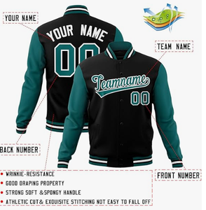 Hombres de alta calidad CVC French Terry College chaquetas logotipo personalizado Varsity béisbol equipo de invierno uniforme con cuello alto al por mayor - Product Image 3