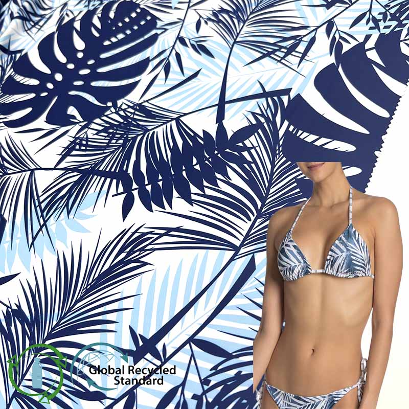 Customized High Quality GRS Certified Knitted Floral Print UV Recycled Polyester Spandex Swimsuit Recycling Fabric