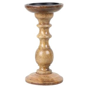 Portavelas de Madera Ecológico en Forma de Árbol de 8 Pulgadas de Alto para Decoración Navideña del Hogar - Product Image 1