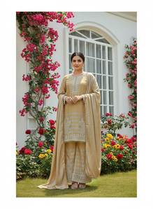 Salwar Kameez Dupatta de créateur pour femme adulte, style actrice de série télévisée, traditionnel indien, en tissu 100% pur lin et soie, pour soirée, nettoyage à sec - Product Image 2