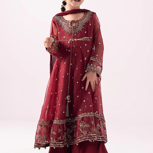 sachin and babi light blue dress Bint al bilaad Party Wear Fancy Embroidered Suit Ready to Wear Dress for  Women Stylish Event Readymade (3 PEICE) #BB-021
