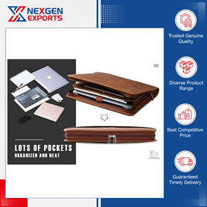 Ready Stock Available Standard Quality Waterproof Leather Portfolio <b>Folder</b> 15 Inches Zipper Closure Customizable Available Bulk - Product Image 5