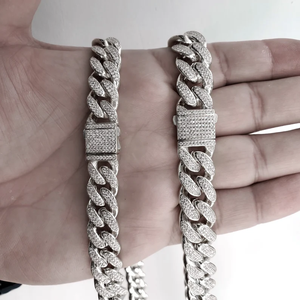 Collar de cadena cubana de acero inoxidable Unisex Chapado en plata de ley 925 de oro de 18 quilates estilo Hip Hop PIEDRA DE moissanita joyería de moda - Product Image 5