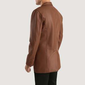 Chaqueta de Cuero Marrón Ray Cutler, Chaqueta de Cuero Premium para Hombre - Product Image 5
