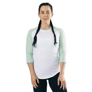 1/2 3/4 Raglan Camiseta de manga larga para mujer Sublimación Poliéster Impresión personalizada Camisa en blanco - Product Image 1