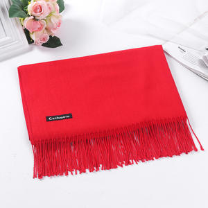 2024 invierno cálido largo doble cara Color puro chal mujer invierno 100 Cachemira sensación bufanda con borla 330 gramos - Product Image 3