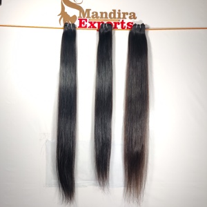 100% máquina virgen alineada con cutícula paquetes de cabello humano de doble trama negro rizado recto largo templo indio extensiones de cabello humano - Product Image 2