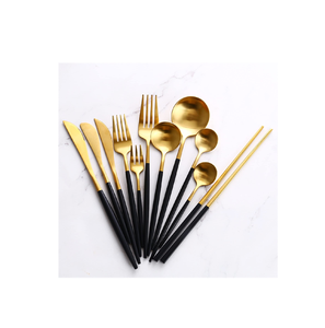 ชุดช้อนส้อมสแตนเลสสีทอง4ชิ้นเครื่องใช้บนโต๊ะอาหารเป็นมิตรกับสิ่งแวดล้อมสำหรับร้านอาหารสำหรับงานเลี้ยงที่บรรจุในกล่องของขวัญ - Product Image 5