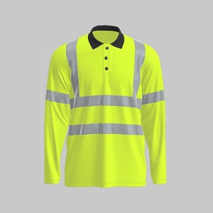 Camisa de Trabajo de Seguridad de Alta Visibilidad, Amarilla y Azul Marino, de Manga Larga, con Tiras Reflectantes, para Construcción Vial, Impermeable - Product Image 3