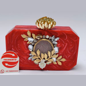 Bolso de mano de lujo con marco de monedero de Metal para mujer, bolso de noche de mensajero de resina, bolso de mano de Boda nupcial a la moda con perlas para mujer - Product Image 2