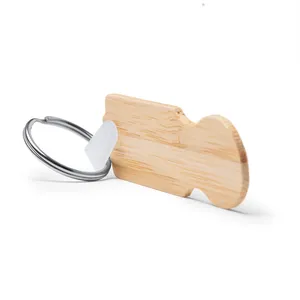 Portachiavi Personalizzato in Bambù a Forma di Dipladenia, Gadget Promozionale Personalizzabile con Moschettone - Product Image 3