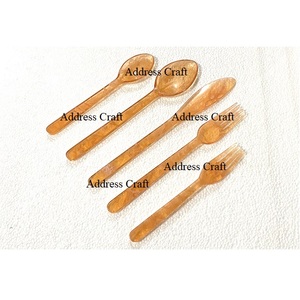 Résine finie brillante 5 pièces ensemble de couverts vaisselle réutilisable ensemble de couverts en résine lavage à la main nourriture sûre résine couverts ustensile de cuisine - Product Image 5