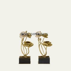 Flower Designing Table Decoration Handmade <b>White</b> and Gold Polished Candle Holders With <b>White</b> Marble Luxury Candlestick Holders - Product Image 6