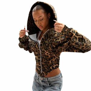 Sudaderas con capucha cortas con cremallera de cuello alto para mujer, sudaderas con capucha con estampado de buena calidad, sudadera con cremallera Vintage para mujer a la venta - Product Image 3