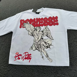 Camisetas vintage con hombros caídos y gráficos personalizados, Camisetas estampadas para hombre, camiseta desgastada con lavado ácido, camisetas de gran tamaño para hombre - Product Image 3