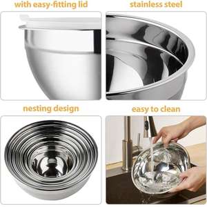 Versatile 28cm Stainless Steel <b>Mixing</b> <b>Bowl</b> <b>with</b> <b>Lid</b>: Perfect for Cooking, Food Storage, and Meal Preparation - Product Image 6