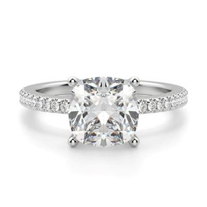 Bague de fiançailles en diamant taille coussin pour femme - Product Image 6