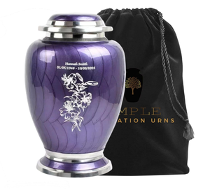 โกศเผาศพอลูมิเนียมทำด้วยมือขนาดใหญ่เคลือบสีน้ำเงินมีตัวเลือกในการแกะสลักบรรจุ220ลูกบาศก์นิ้ว - Product Image 1