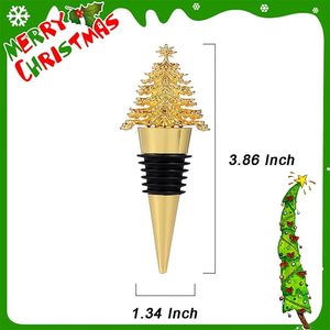 Gold Christmas Tree <b>Wine</b> Bottle Stopper Reusable Alloy Decorative Stoppers and Beverage for Xmas Party Wedding Birthday Supplies - Product Image 3