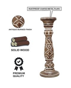 Lot de 2 bougeoirs en bois faits à la main pour centre de table Antique White Fabricant vente directe d'usine - Product Image 2