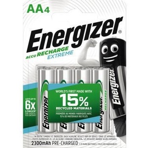 แบตเตอรี่ชาร์จได้ Extreme Ni-MH AA/Mignon HR6 1.2V 2300mAh แพ็ค 4 ก้อน Energizer - Product Image 1