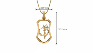 Pendentif en or pour homme avec bouclier Om et accent en diamant - Product Image 2